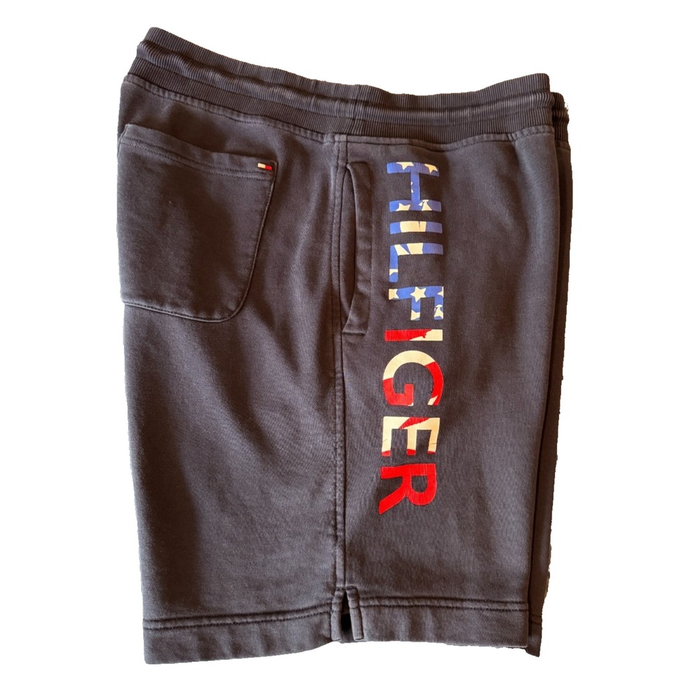 Tommy Hilfiger Sweat Shorts Men's Large Blue 100% Cotton Drawstring 8" Inseam